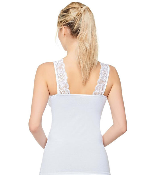 Корсаж с широки дантелени презрамки от памук и модал 0644