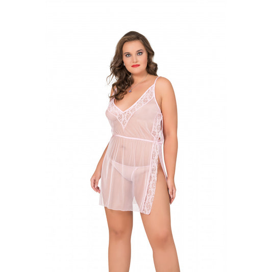 Къса нощница тюл и дантела с прашки m10032