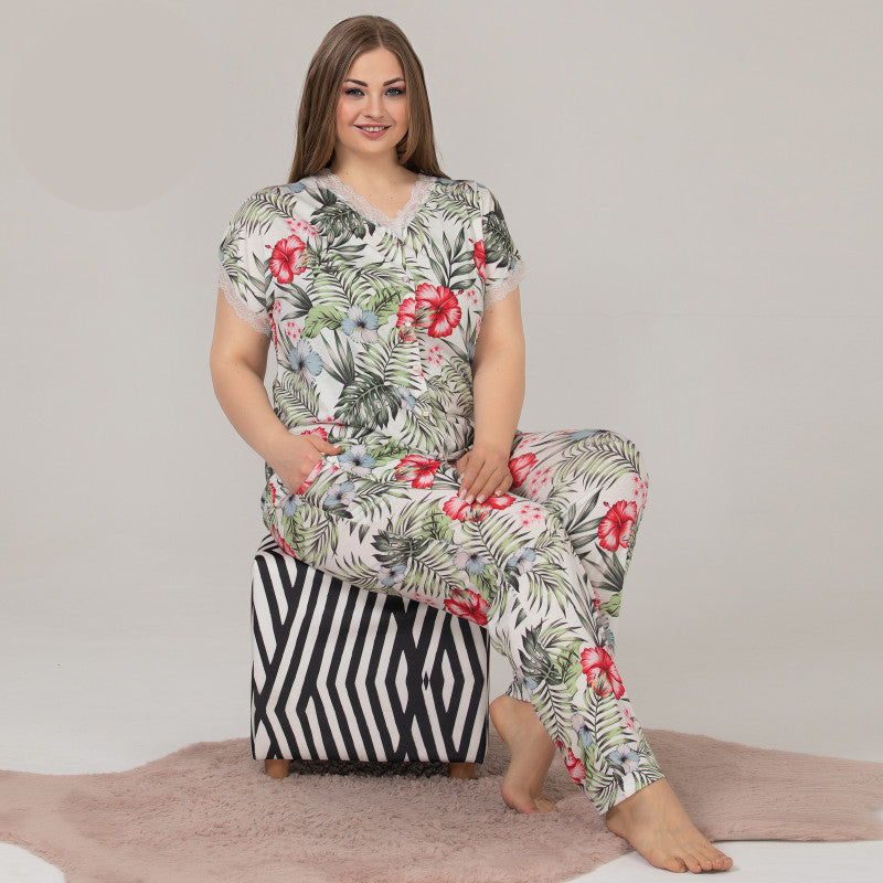 Дамска макси пижама от блуза и панталон LY-10884