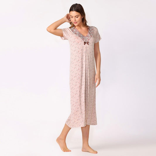 Дълга макси нощница от вискоза CE-12435