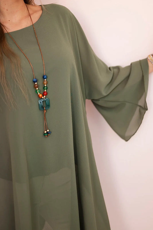 Голяма дамска блуза от вискоза с колие 14521