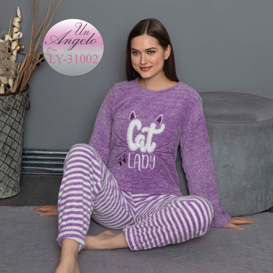 Дамска пухкава пижама с дълъг ръкав 31002