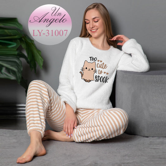 Дамска пухкава пижама с дълъг ръкав 31007