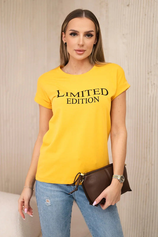 Блуза с принт Limited Edition и къс ръкав
