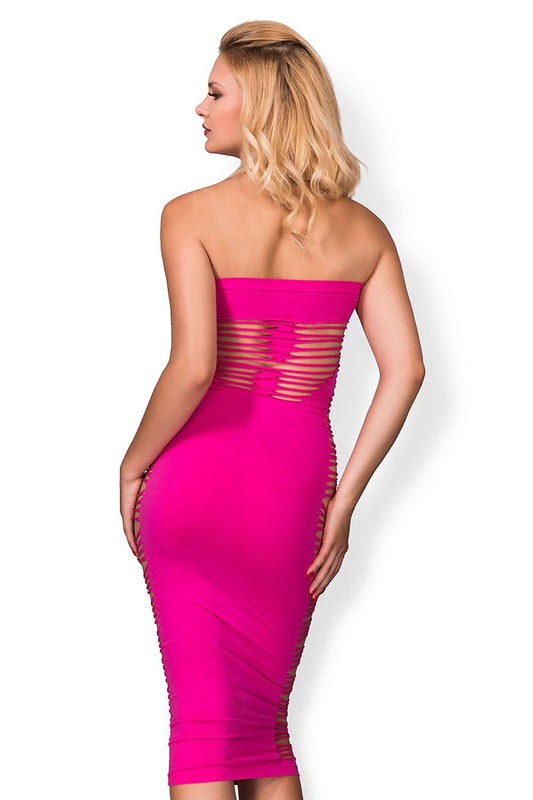 Секси дълга цикламена рокля 163471
