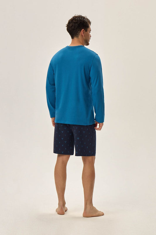 Мъжка пижама с дълъг ръкав и къс панталон Henderson 199742