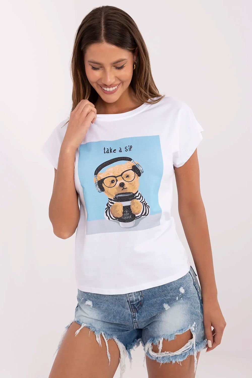 Дамска тениска с щампа мече NM 211466