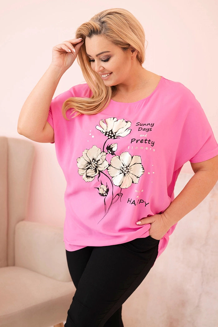 Дамска блуза Plus Size от вискоза с флорален принт 2152