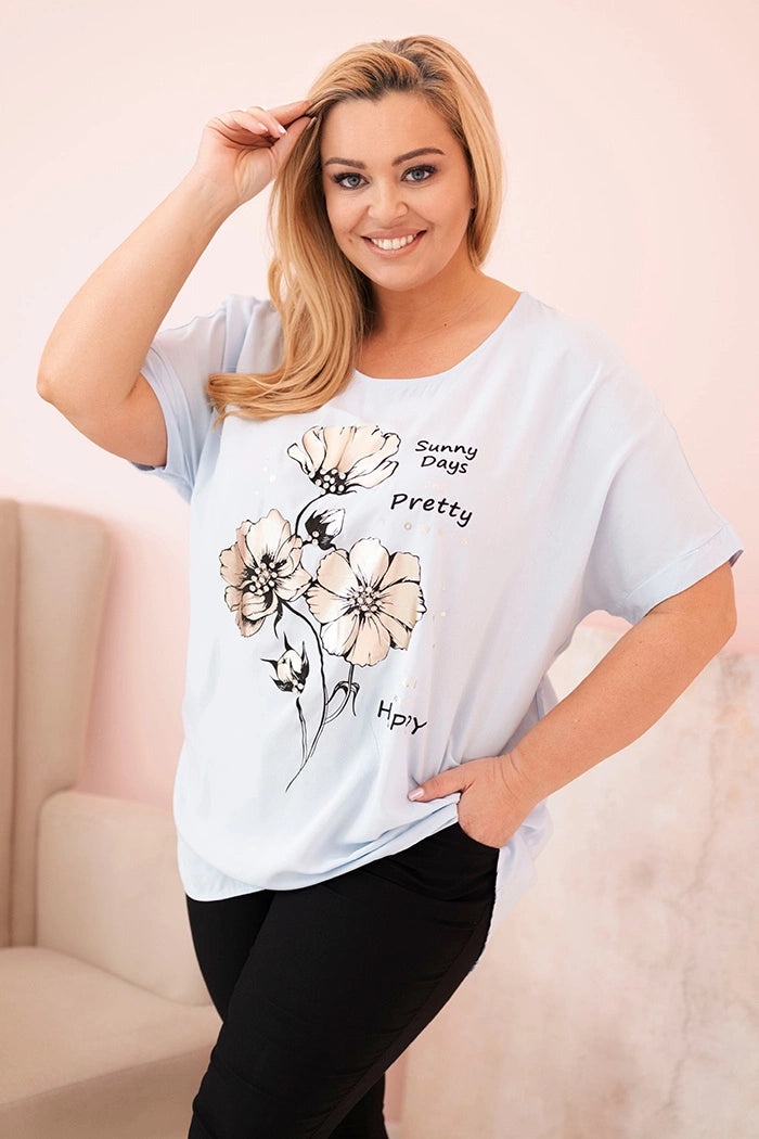 Дамска блуза Plus Size от вискоза с флорален принт 2152