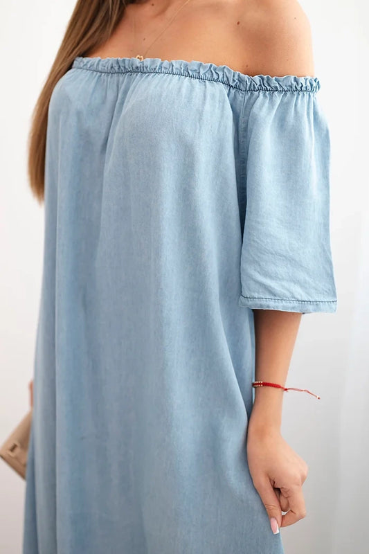 Дамска рокля с къс ръкав и волан 21694