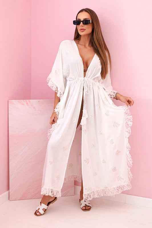 Дамско бохо пелерина от вискоза с дантела 2240