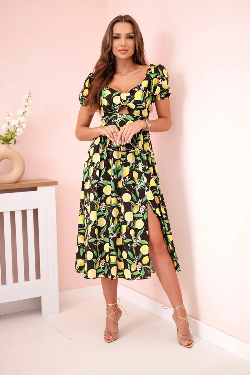 Дамска рокля с бухнали ръкави и волани ART23823