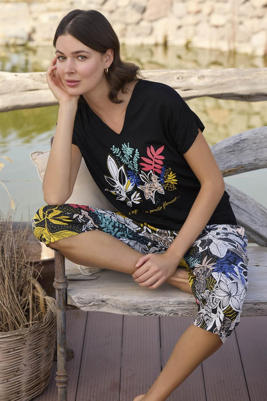 Дамска пижама с къс ръкав от вискоза 24100