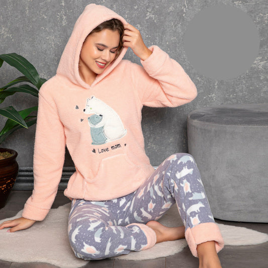 Пухена дамска пижама с дълъг ръкав 31129