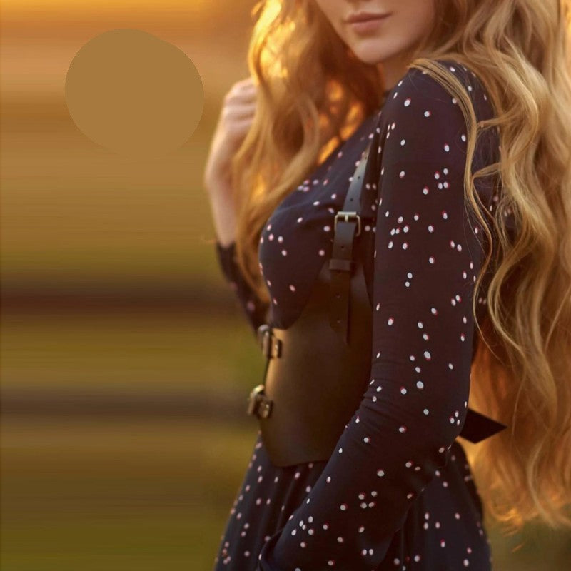 Черен харнес колан от еко кожа LT-3491