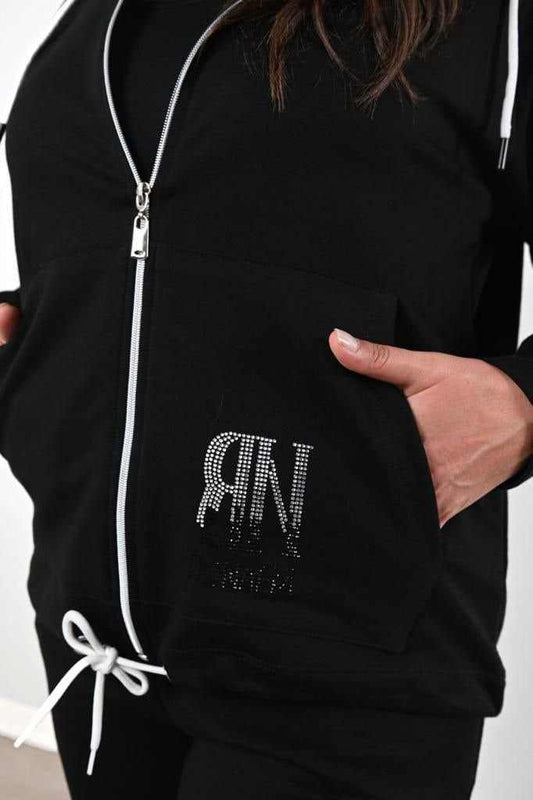 Черен памучен спортен екип Елиа