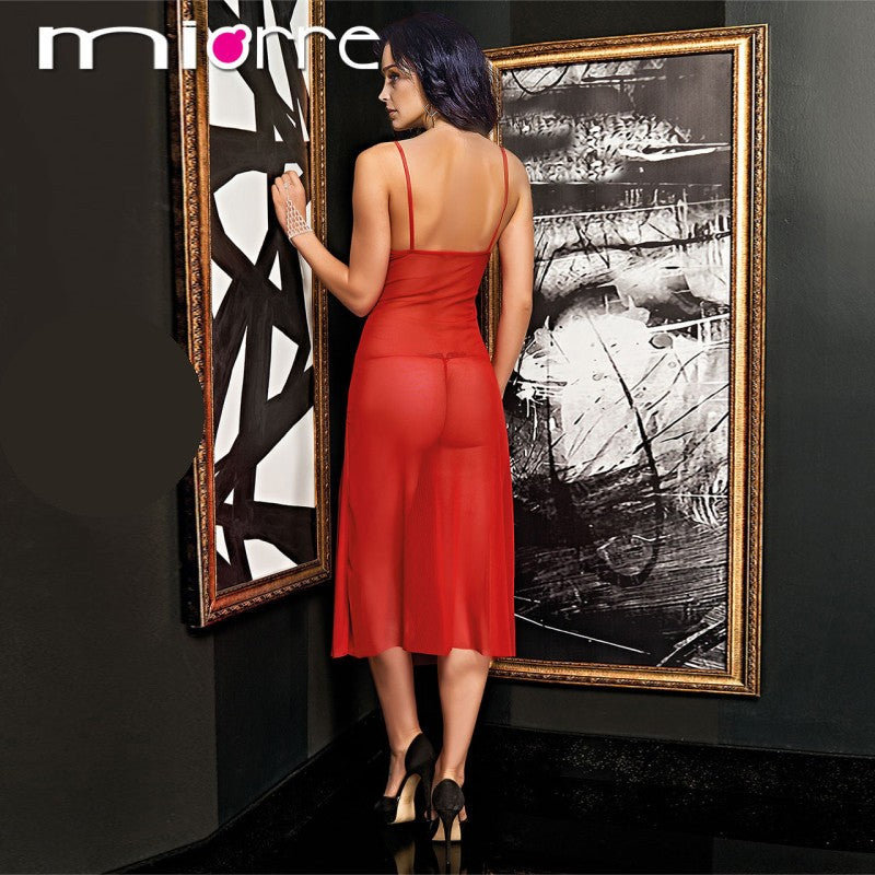 Дълга нощница от тюл и дантела ME-4200