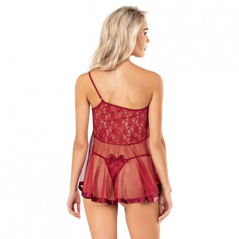 Babydoll нощница с една презрамка и прашки M-426