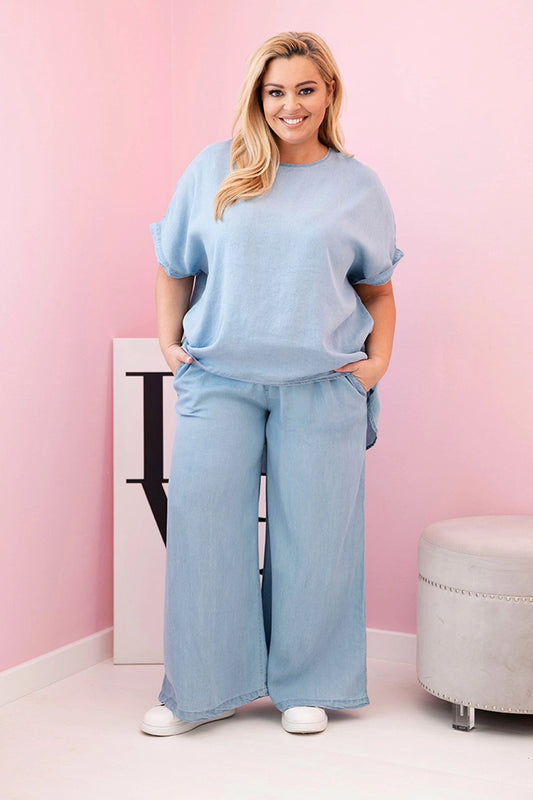 Комплект за жени Plus Size, изработен от блузка и панталон 51013