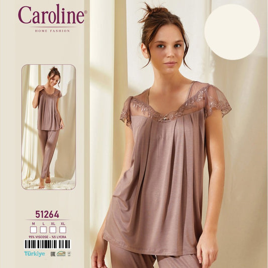 Дамска пижама с къс ръкав и дълъг панталон CE-51264