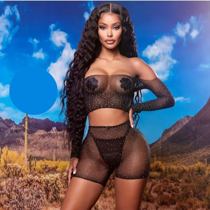 Еротичен Babydoll комплект с кристали 5542