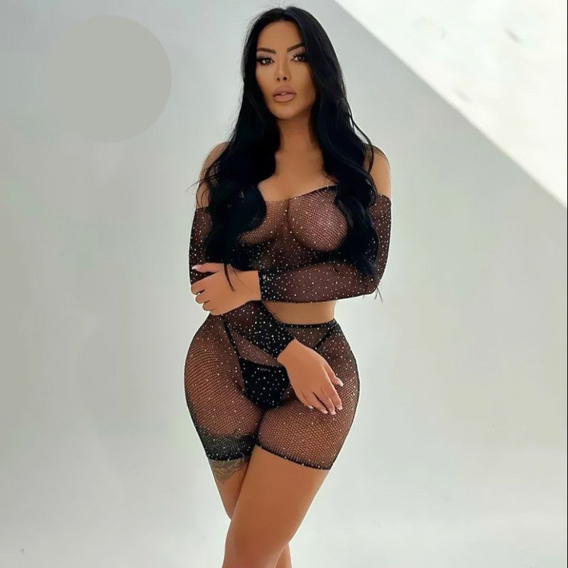 Еротичен Babydoll комплект с кристали 5542