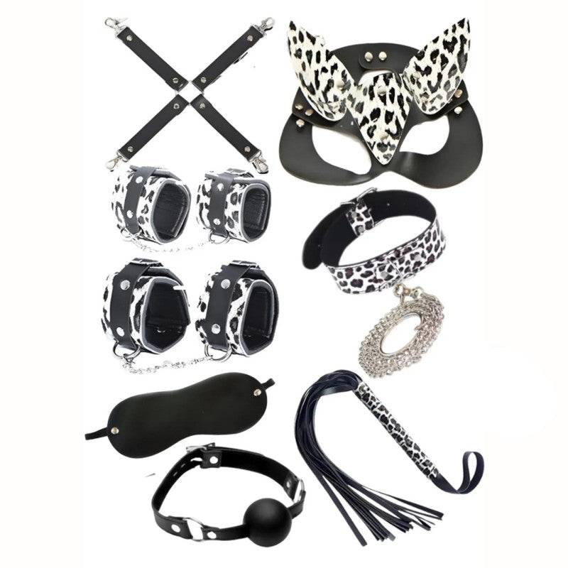 Еротичен BDSM сет с маска, повод, белезници, топка LT-6002