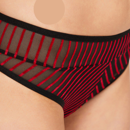 Еластични бразилиани с тюл и кадифе 6080