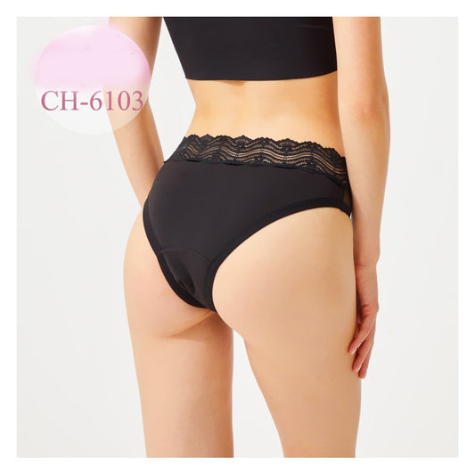 Черни менструални бикини с широк колан 6103