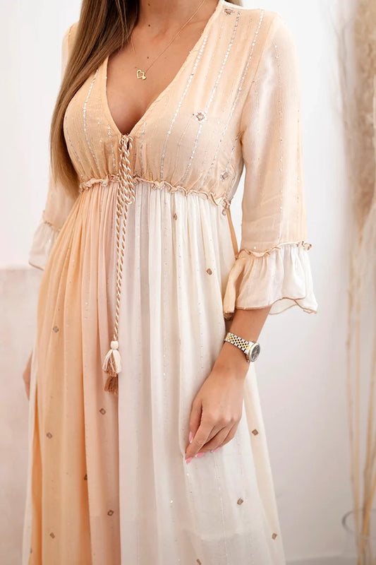 Дамска вискозна рокля с декорации 6121