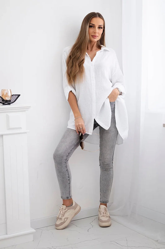 Памучна риза с голям размер 65622