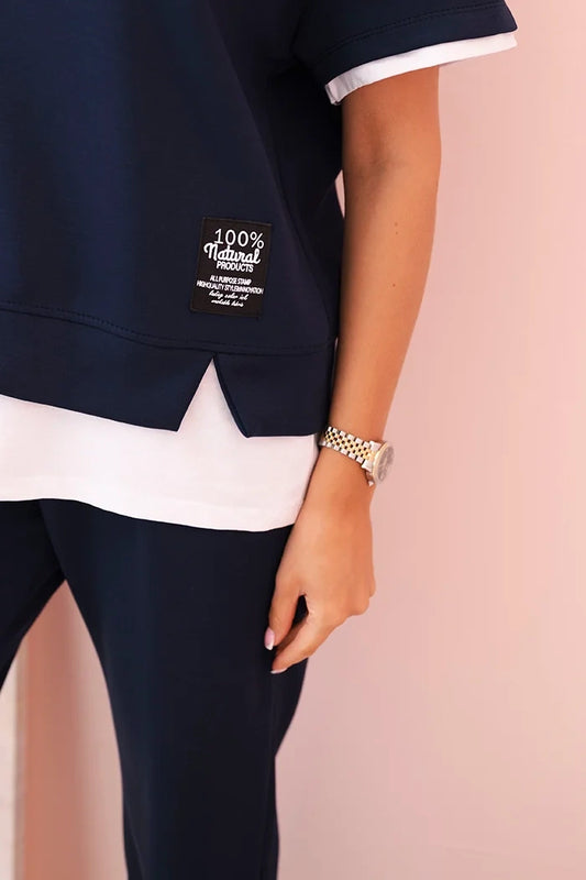 Дамски маслен комплект с къс ръкав и панталон 7344