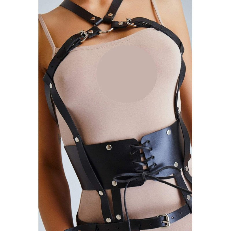 Черен кожен харнес с регулиране AA-800749