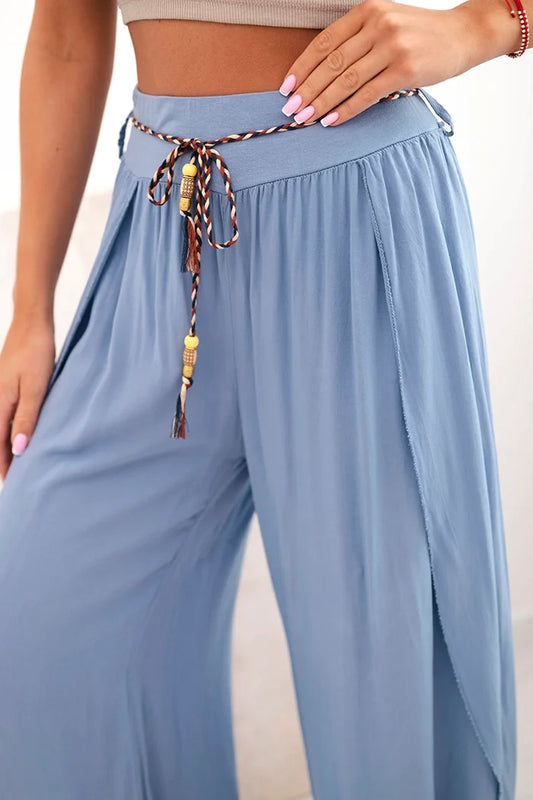 Дамски вискозен панталон с цепка на крачола 81378