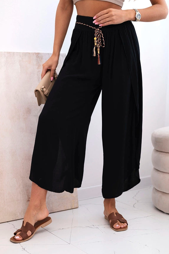 Дамски вискозен панталон с цепка на крачола 81378