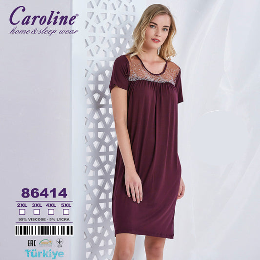 Макси нощница с къс ръкав и дантела CE-86414
