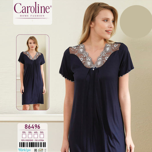 Макси нощница от вискоза с къс ръкав 86496