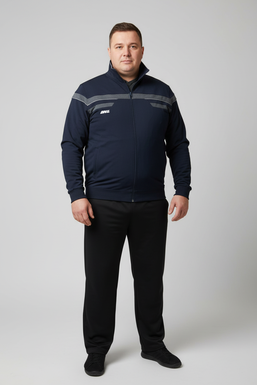 Мъж макси размер с тъмносин екип