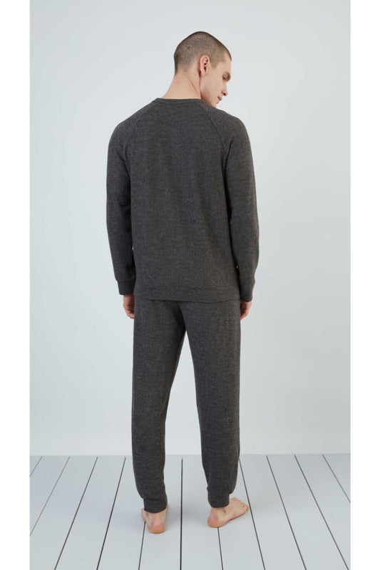 Мъжка сива пижама с дълъг ръкав Sevim 9241