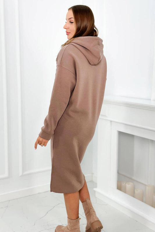 Дълга ватирана рокля с качулка 9585