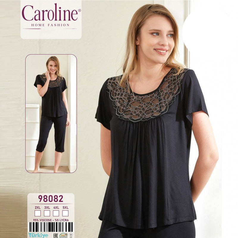 Пижама от вискоза с къс ръкав и 7/8 клин 98082