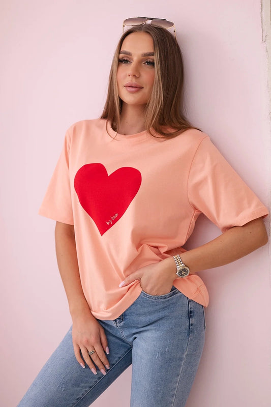 Памучна блуза с щампа сърце 9810