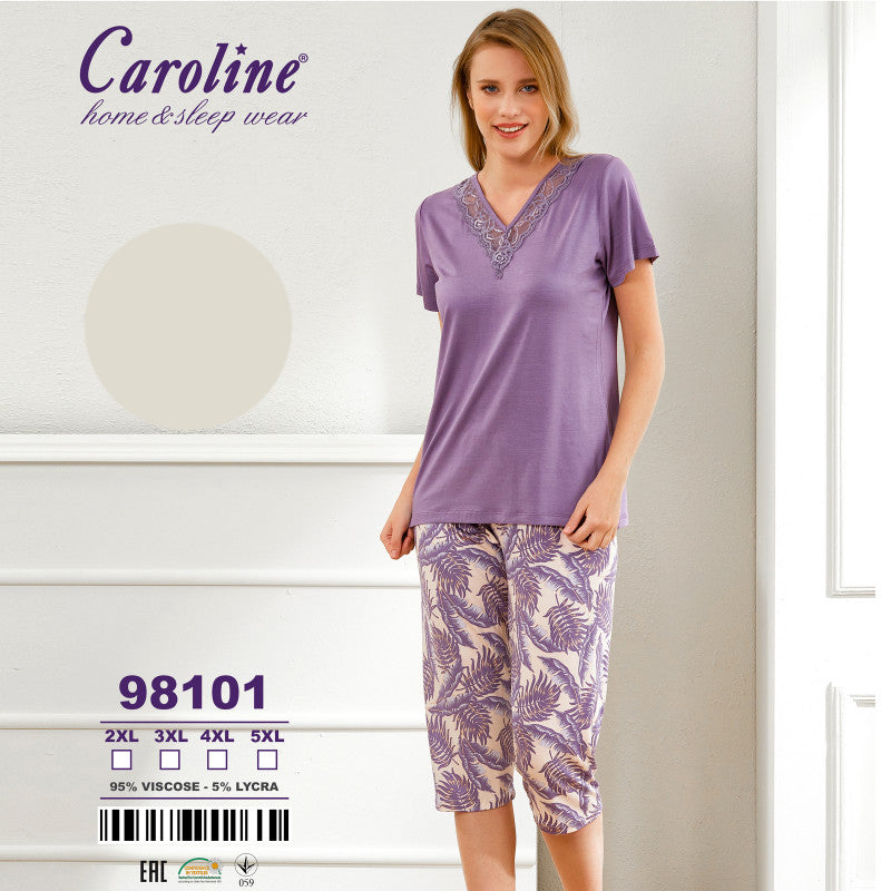 Дамска пижама от блуза с къс ръкав и 7/8 панталони 98101