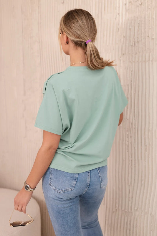 Памучна блуза украсена с панделка 9823