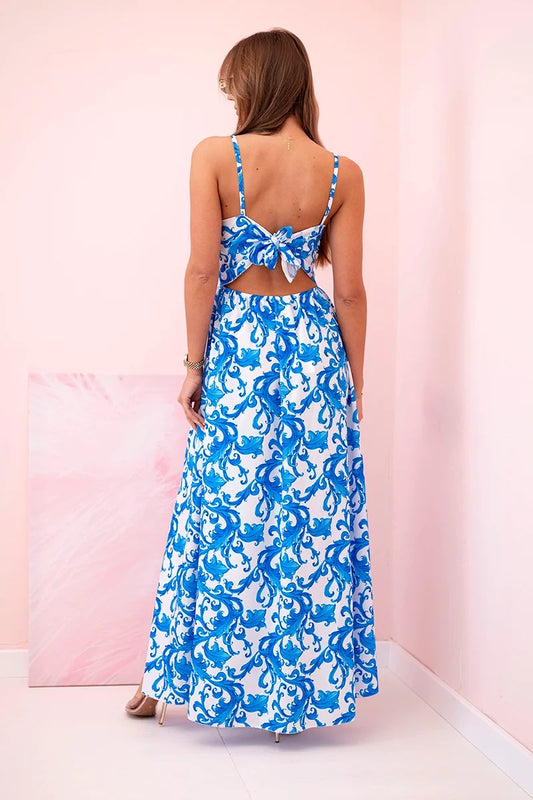 Дамска макси рокля с презрамки и щампа ART21982