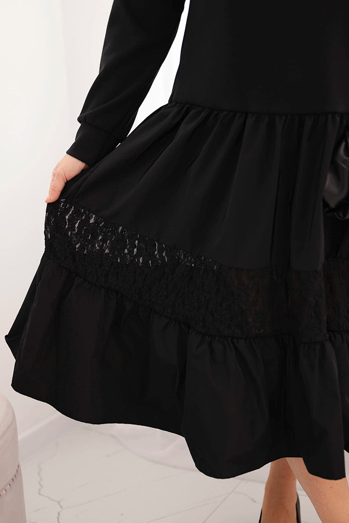 Дамска рокля с големи размери и разкроена долна част, черна ART22559