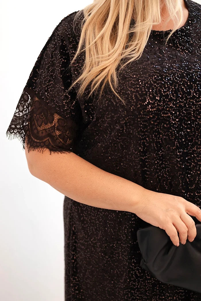 Дамска рокля с големи размери и пайети ART24799