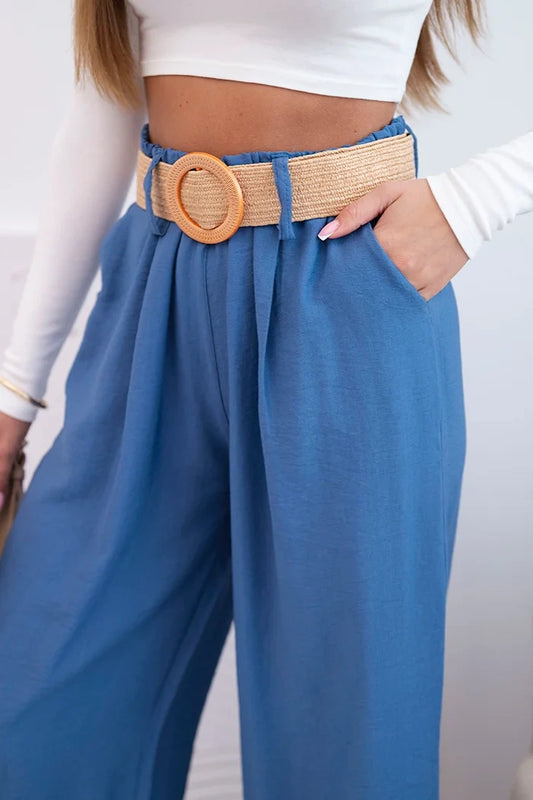 Дамски вискозен панталон с декоративен колан ART9806-3