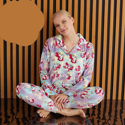 Домашно облекло с дълги ръкави и копчета PI-7120-1