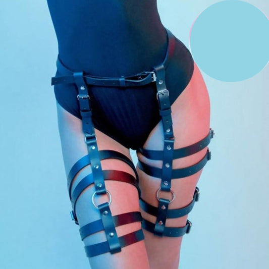 Черен кожен харнес долна част AA-054